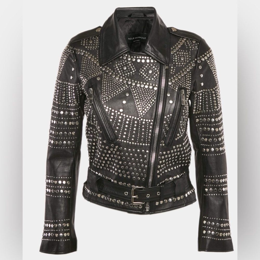 Nour Hammour Lambskin Studded Biker Jacket
$3,000